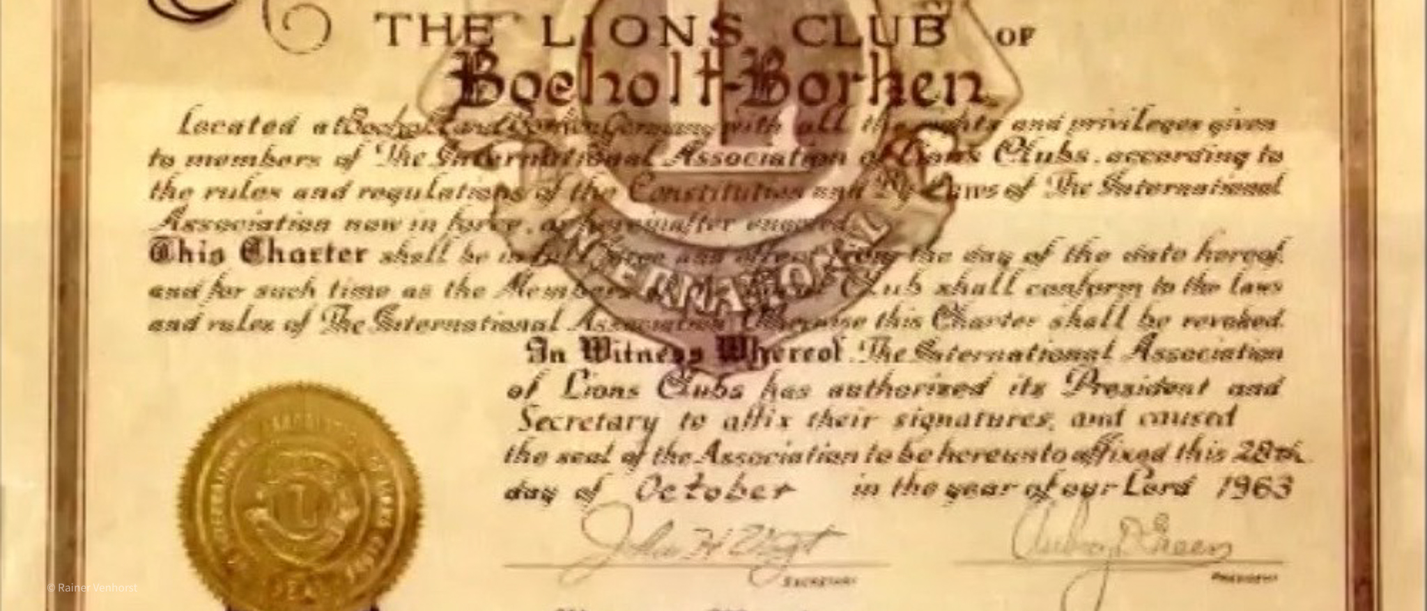 Gründungsurkunde des Lions Club Bocholt